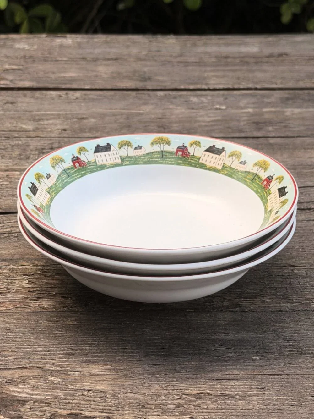 Vintage Warren Kimble Brandon House Country Life Sakura Soup Cereal Bowls Set 3